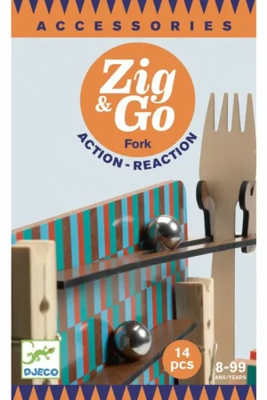 Gereduceerde Prijs Djeco Zig & Go, Actie-Reactie-Baan, Uitbreidingsset Vork, 14-delig