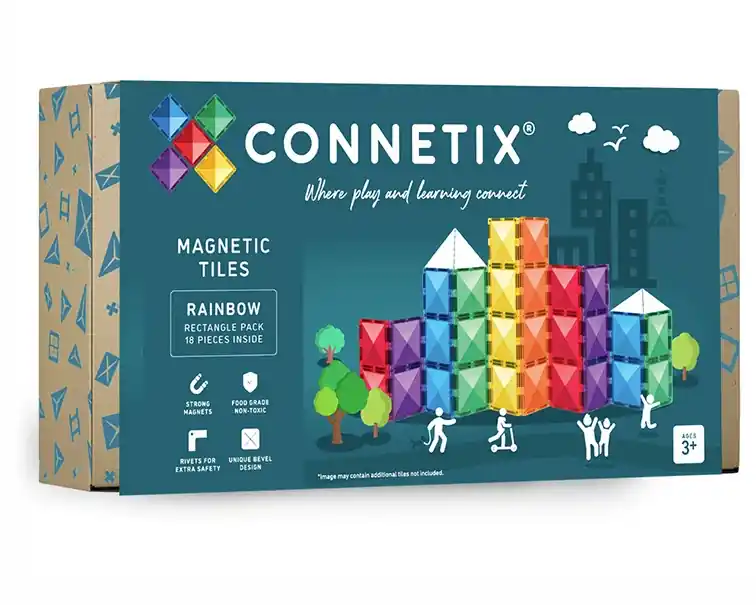 CONNETIX magnetische tegels rainbow - Rectangle pack - 18 stuks Voordeelprijs