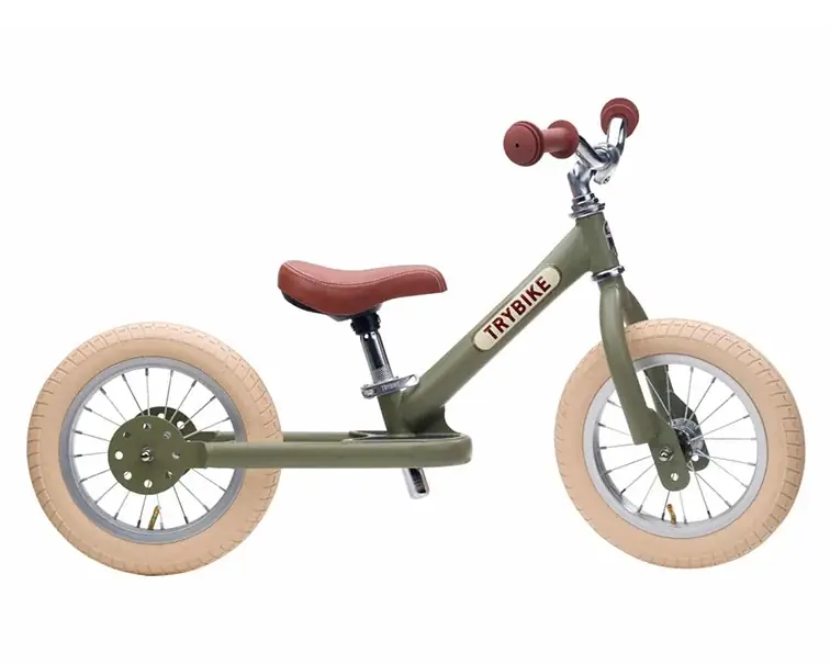 Trybike Steel loopfiets vintage Mat groen Direct Beschikbaar