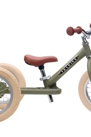 Trybike Steel 2-in-1 loopfiets vintage Mat groen Beperkte Voorraad