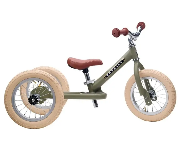 Trybike Steel 2-in-1 loopfiets vintage Mat groen Beperkte Voorraad