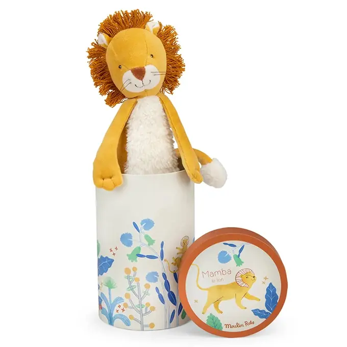 Moulin Roty Knuffel Leeuw Mamba in geschenkdoos, 'La forêt Mawa' Exclusieve Aanbieding