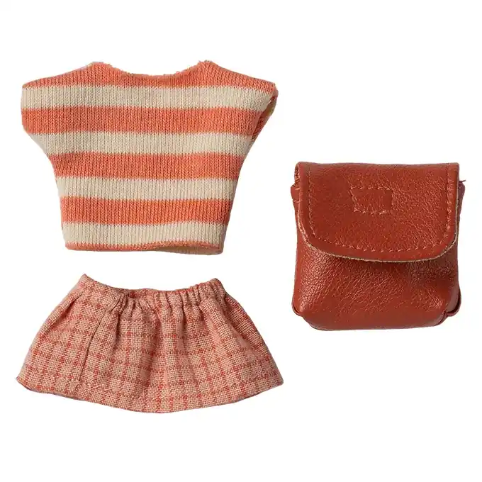 Lage Kosten Maileg kledingset met rugzak voor grote zus Muis, Clothes and Bag, Coral