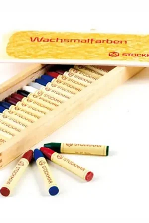 Stockmar Bijenwaskrijtjes, stiftjes 24 kleuren in houten kistje Finale Uitverkoop