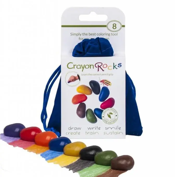 Gecertificeerd Crayon Rocks, 8 kleuren in fluwelen zakje