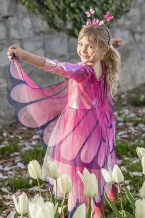 Shop Nu Great Pretenders, Vlinderjurk met vleugels en haarband, Butterfly Twirl Dress & Wings, Pink, 3-4 jaar