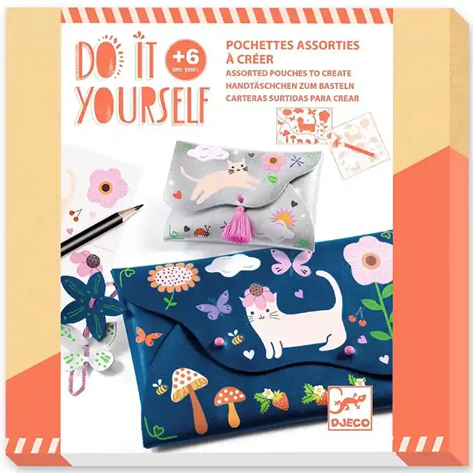 Gratis Retour Djeco DIY set, Tas en Portemonnee - Vrolijke vrienden 6+