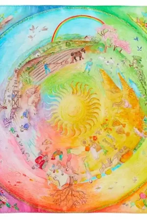Rechtstreeks Van De Fabrikant Sarah's Silks Speelzijde Doek, Het Jaar Rond - Op de Boerderij, 53 x 53 cm