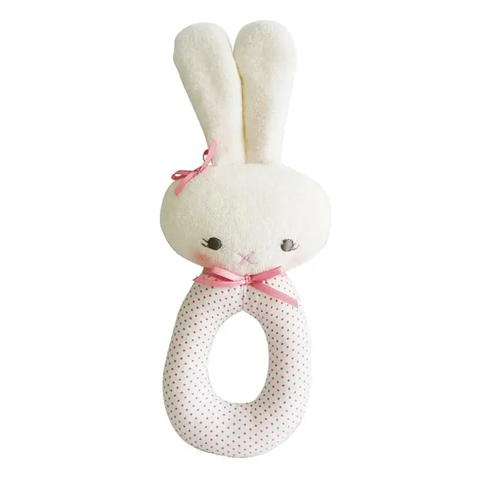 Alimrose Rammelaar Konijn, Bunny Grab Rattle Spot Pink Betrouwbaar