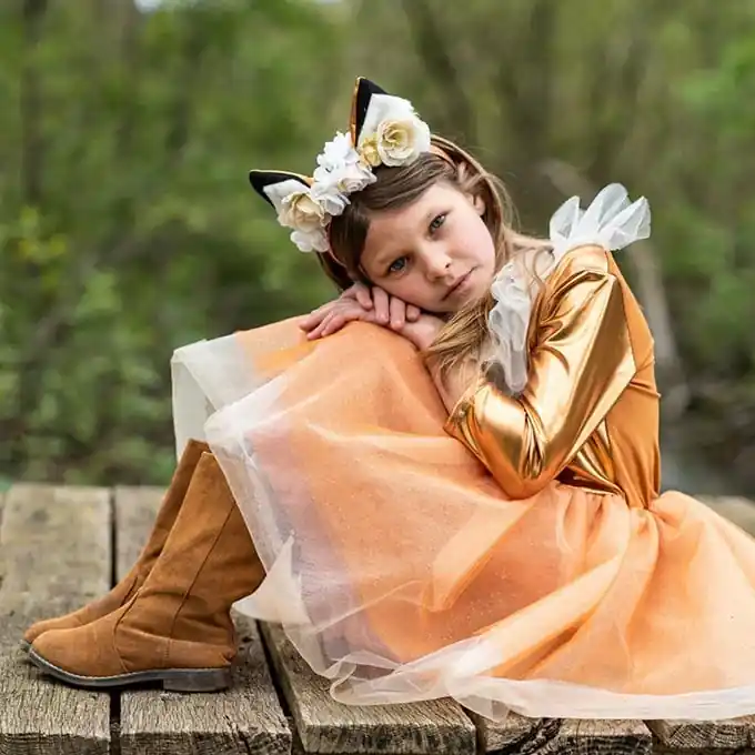 Great Pretenders, Jurk Vos met haarband, Woodland Fox Dress, 7-8 jaar Favoriet