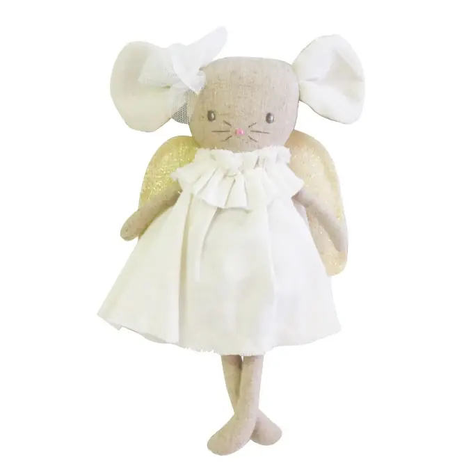 Alimrose Knuffel Muis, Angel Baby Mouse Ivory Gold, 25cm Hete Deal
