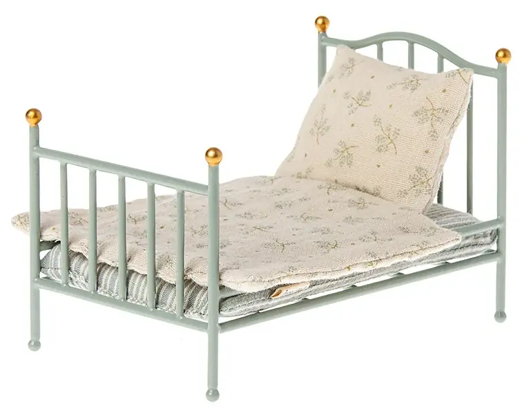 Hoge Kwaliteit Maileg Metalen Poppenbed, Vintage Bed, Mouse, Micro, Mint