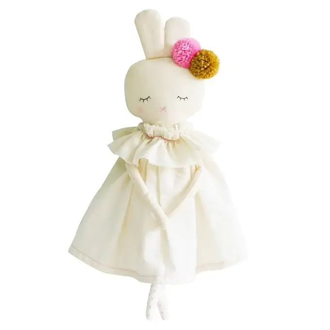 Alimrose Knuffel Konijn, Isabelle Bunny Ivory Linen, 40 cm Gratis Retour