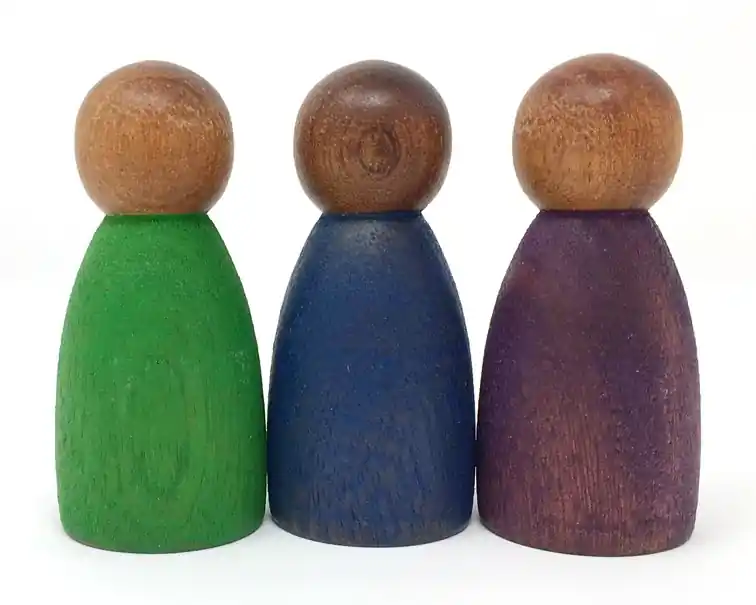 Grapat 3 Houten Nins poppetjes, Donker, Koele Tinten Seizoensaanbieding
