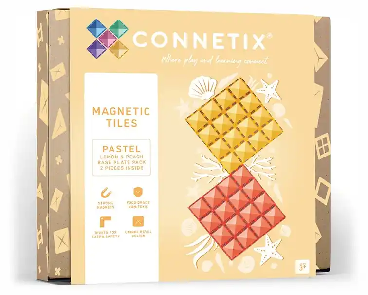 CONNETIX magnetische tegels - Base Plate pack - lemon peach - 2 stuks Seizoensaanbieding