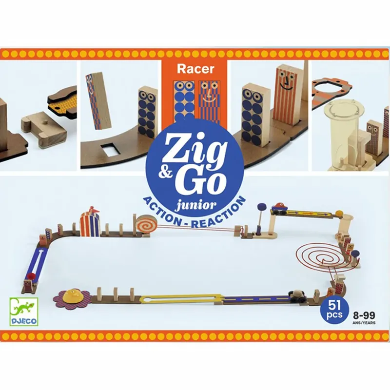 Djeco Zig & Go, Actie-Reactie-Baan Junior Racer, 51-delig Gereduceerde Prijs