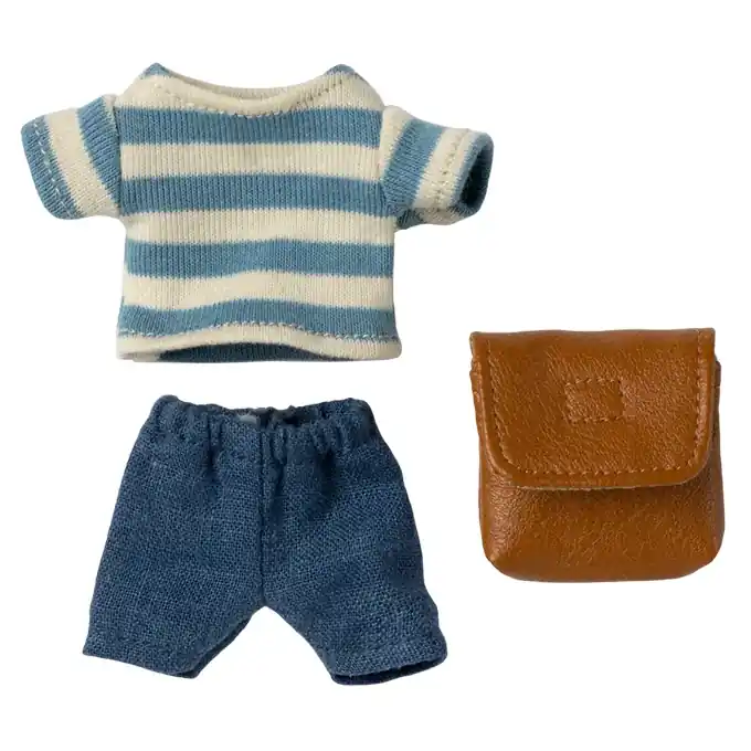Maileg kledingset met rugzak voor grote broer Muis, Clothes and Bag, Brown Direct Beschikbaar