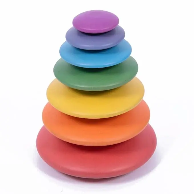 TickiT Houten Stapel Stenen, Wooden Pebbles Rainbow, 7-delig Favoriet