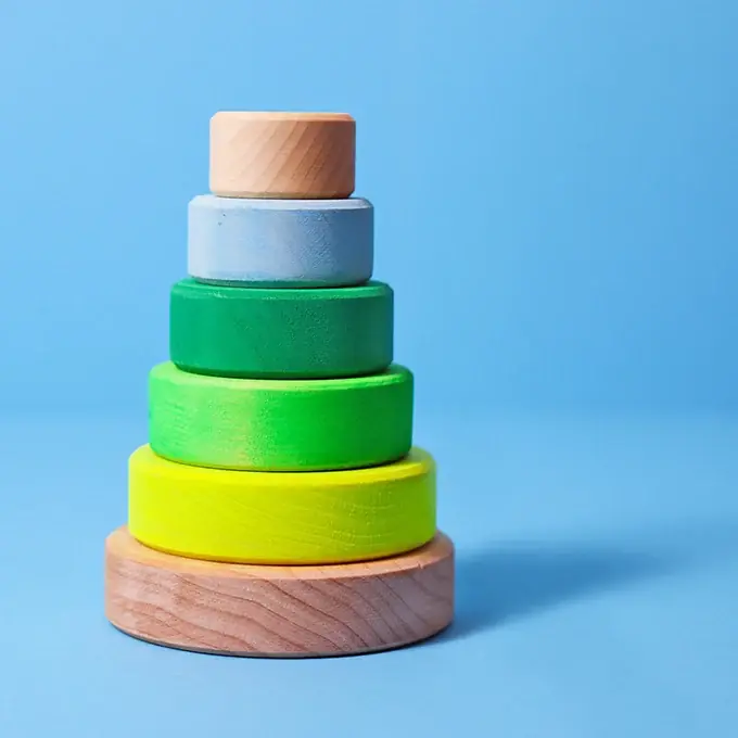 Grimm's houten kleine Stapeltoren Neon Groen, 6-delig, 12cm Aanbieding