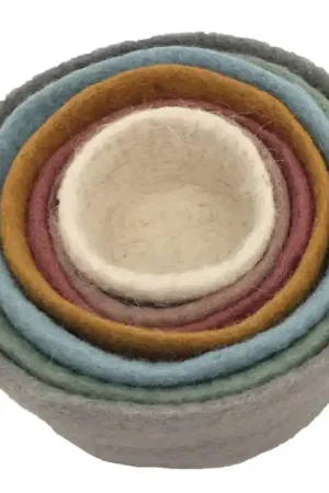 Papoose Stapelbakjes, Wolvilt, diameter 20 cm, hoogte 13 cm, Earth colours Flitsaanbieding