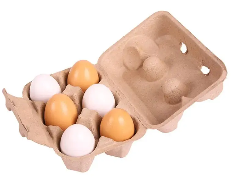 Premium 6 houten eieren in eierdoosje - Bigjigs