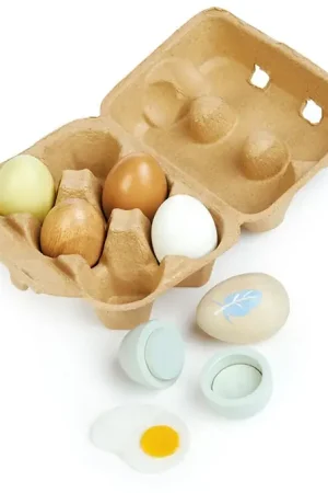 6 houten eieren in eierdoosje - Tender Leaf Toys Gereduceerde Prijs