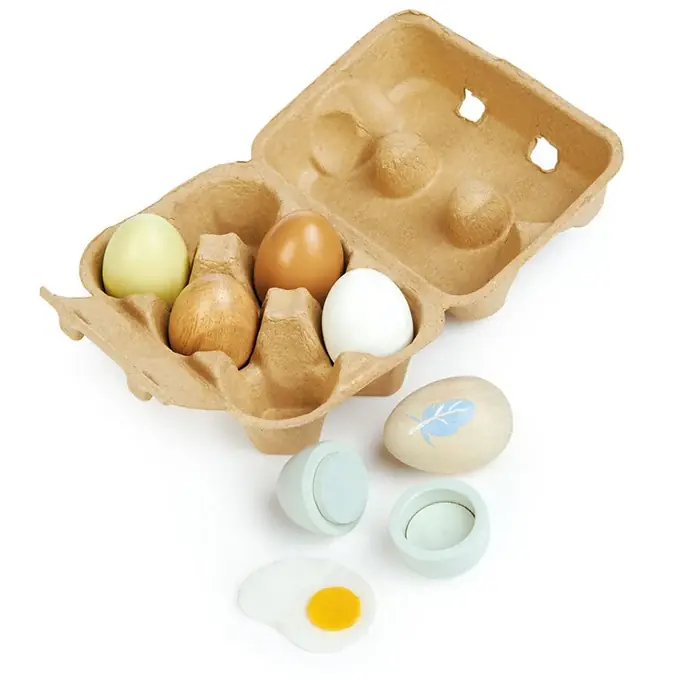 6 houten eieren in eierdoosje - Tender Leaf Toys Gereduceerde Prijs