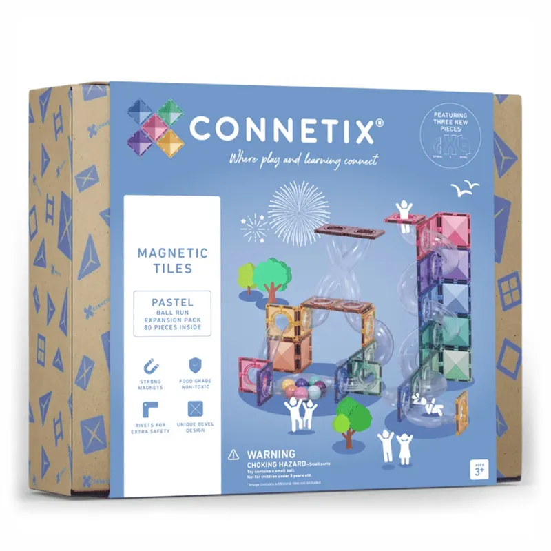 Premium CONNETIX magnetische tegels pastel - Ball Run expansion pack - 80 stuks
