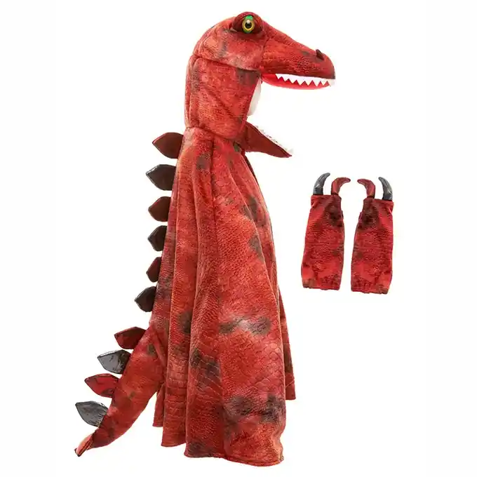 Alleen Vandaag Great Pretenders, Dinosaurus Cape Grandasaurus T-Rex Cape met klauwen, Rood, 4-6 jaar