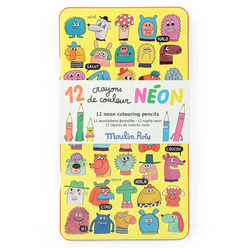 Moulin Roty Kleurpotloden Neon, 12 st, Les Schmouks Aanbieding