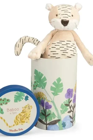 Dagaanbieding Moulin Roty Knuffel Tijger Baboo in geschenkdoos, 'La forêt Mawa'