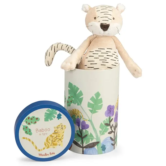 Dagaanbieding Moulin Roty Knuffel Tijger Baboo in geschenkdoos, 'La forêt Mawa'