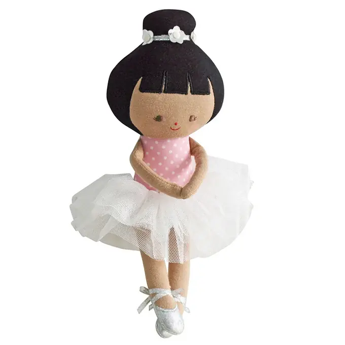 Direct Verzonden Alimrose Knuffelpop, Baby Ballerina Pink Spot, 25 cm