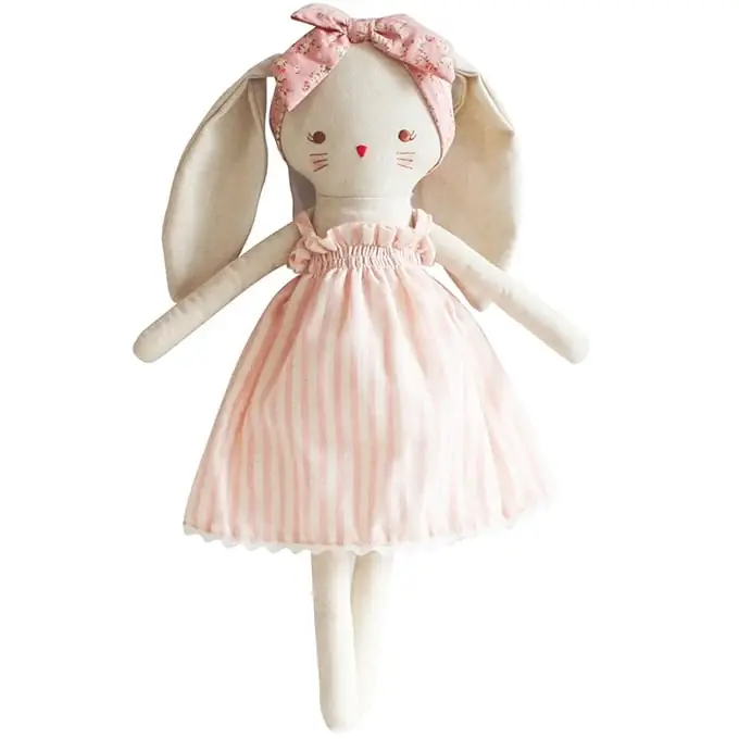 Laatste Versie Alimrose Knuffel Konijn, Large Bopsy Bunny, Pink Stripe, 40 cm