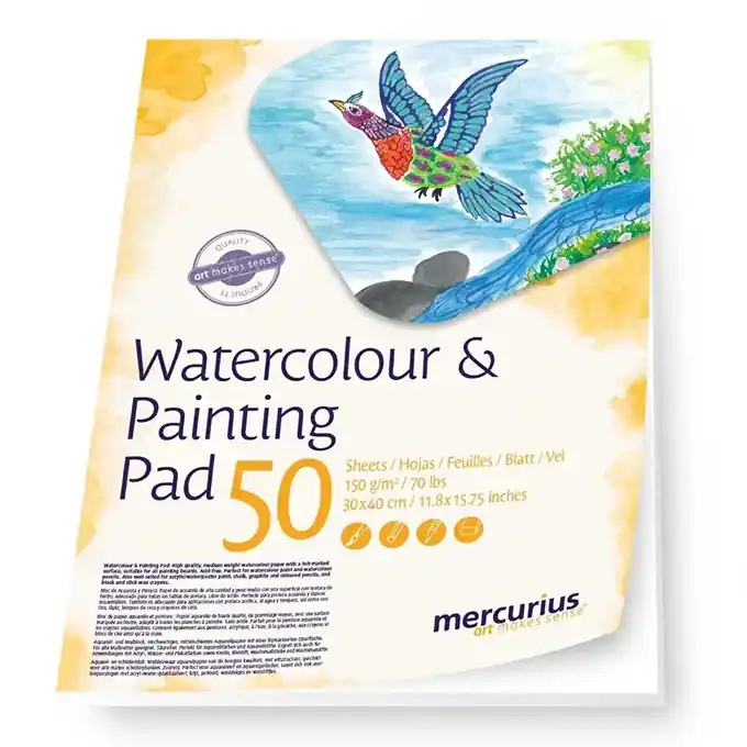 Mercurius Art Makes Sense Aquarel- en schilderblok 30 x 40 cm 150 g, 50 vel Betrouwbaar