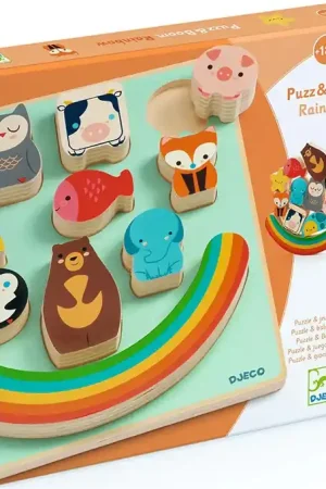 Korting Djeco Puzz en Boom Puzzel en Balanceerspel Regenboog