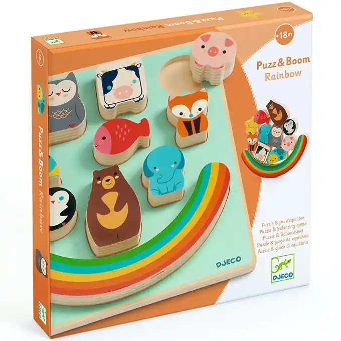Korting Djeco Puzz en Boom Puzzel en Balanceerspel Regenboog