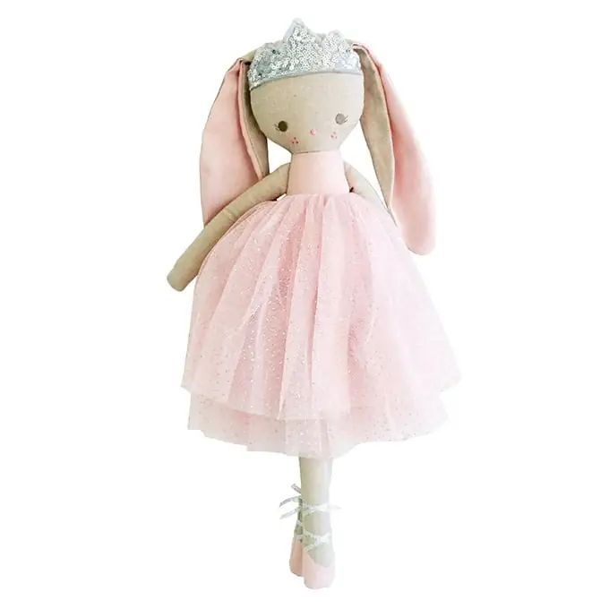 Direct Beschikbaar Alimrose Knuffelpop, Billie Princess Bunny Pink, 43 cm
