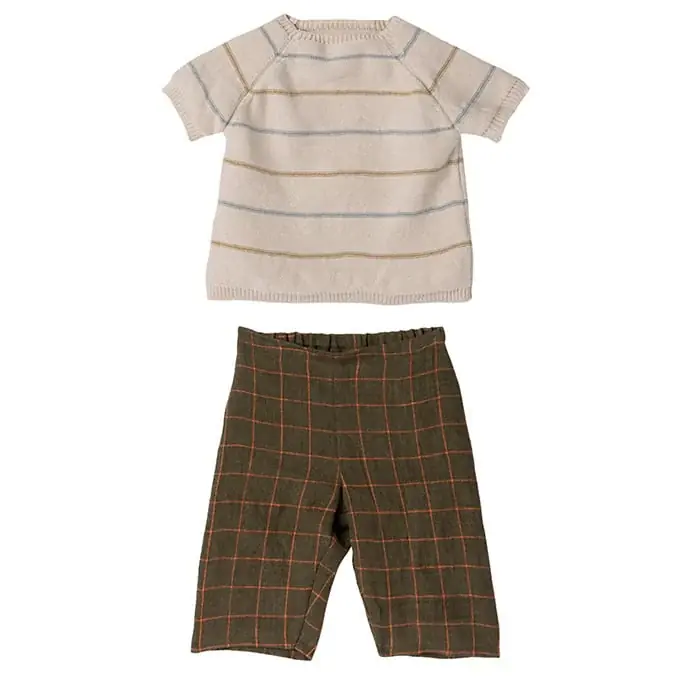 Maileg Kledingset Gebreid Shirt en Broek voor konijn Size 5 Direct Beschikbaar