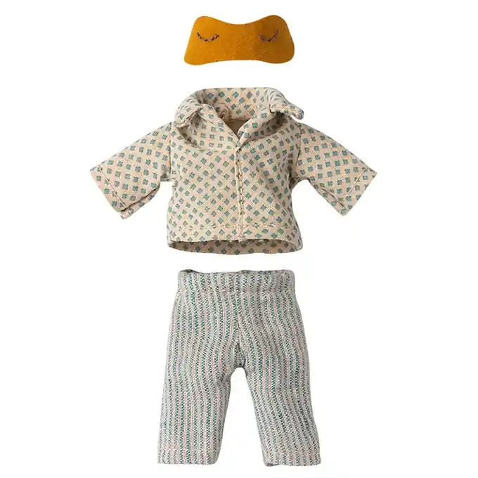 Gratis Retour Maileg Pyjama met slaapmasker Oker - vader muis