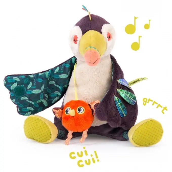 Moulin Roty Muziek Knuffel Toekan Pakou, Dans la Jungle Voordeelprijs