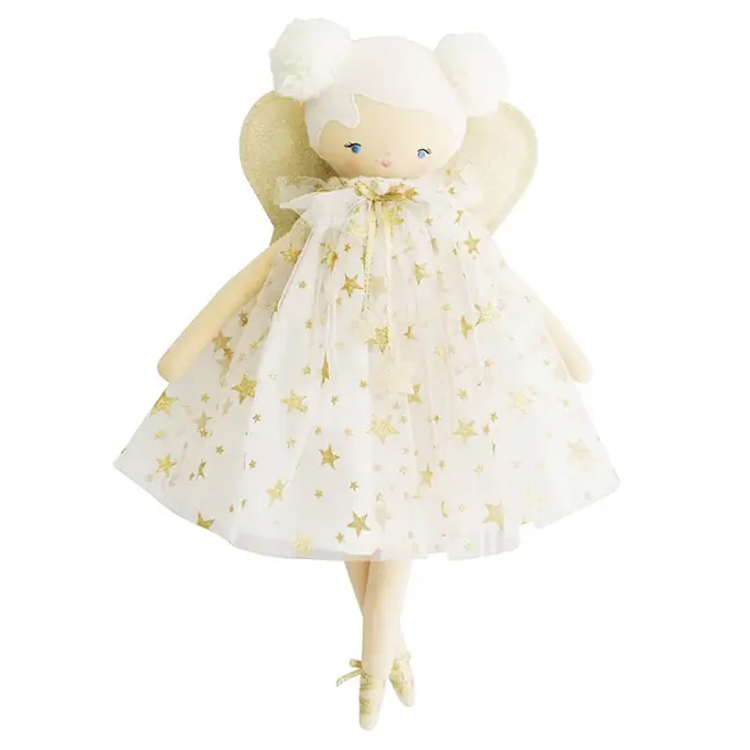 Goedkoop Alimrose Knuffelpop, Lily Fairy Doll, Ivory Gold Star, 48 cm