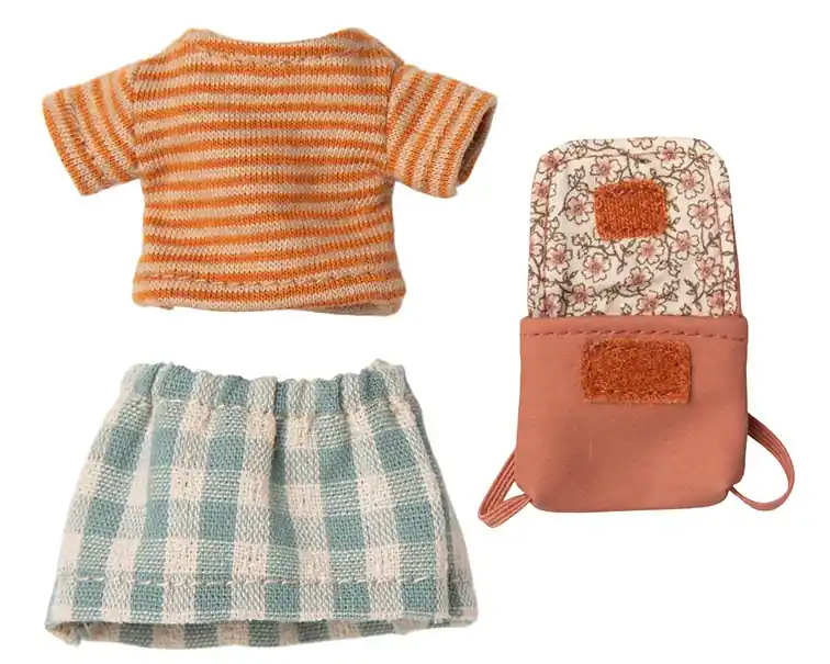 Maileg kledingset met rugzak voor grote zus Muis, Clothes and Bag, Old Rose Hoge Kwaliteit