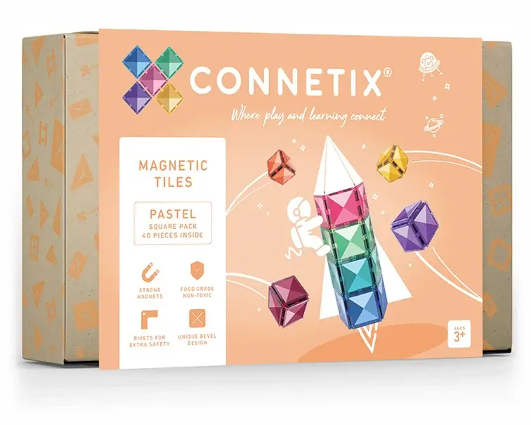 CONNETIX magnetische tegels pastel - Square pack - 40 stuks Hoge Kwaliteit