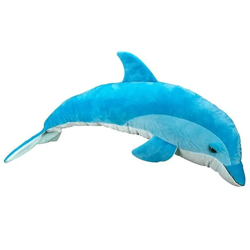 Beperkte Voorraad Nature Planet dolfijn knuffel - zacht pluche - blauw - 85 cm