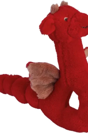 Rechtstreeks Van De Fabrikant Happy Horse Rammelaar Draak Tine - rood - pluche - 18 cm
