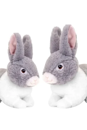 Pluche konijnen familie - grijs - moeder en kind - eco - 25/18 cm Shop Nu