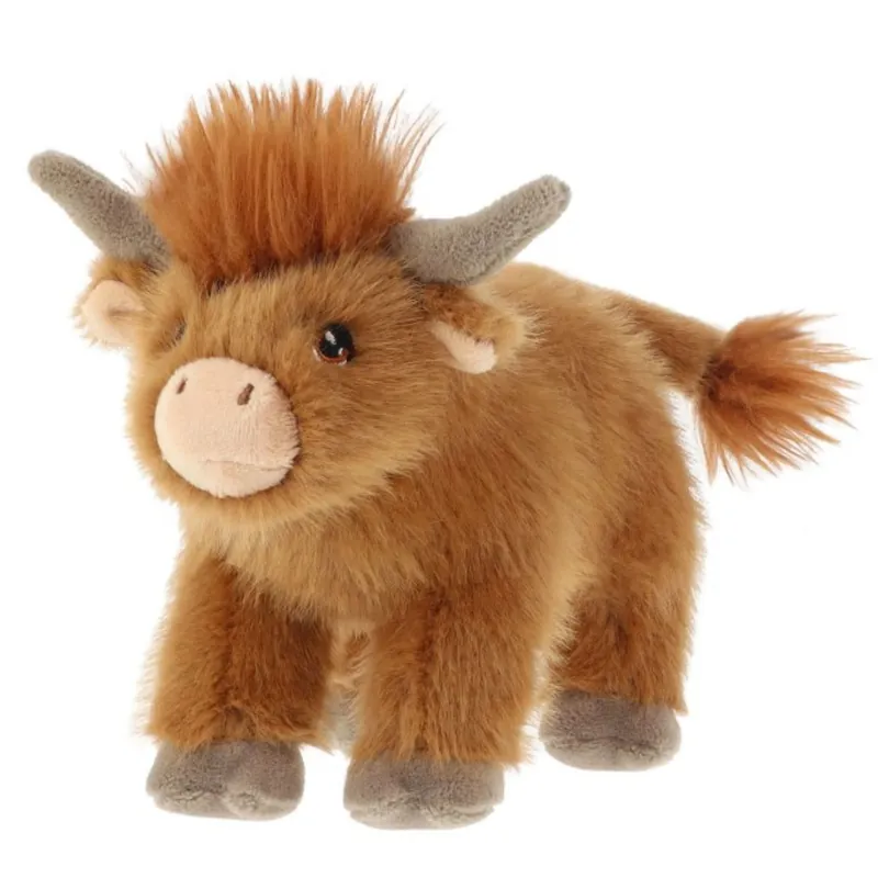 Keel Toys Schotse Hooglander koe knuffel - pluche - bruin - 20 cm Hoge Kwaliteit