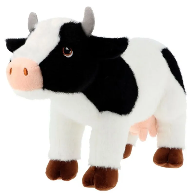 Keel Toys koe knuffel - pluche - zwart/wit - 30 cm Finale Uitverkoop