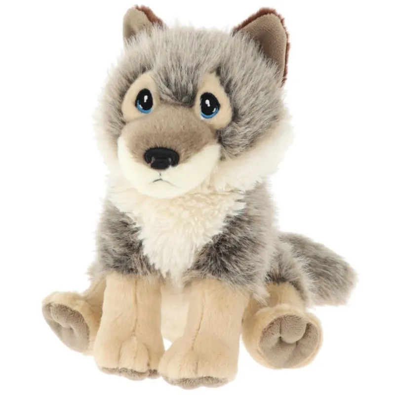 Keel Toys wolf knuffel - pluche - grijs - zittend - 20 cm Direct Verzonden